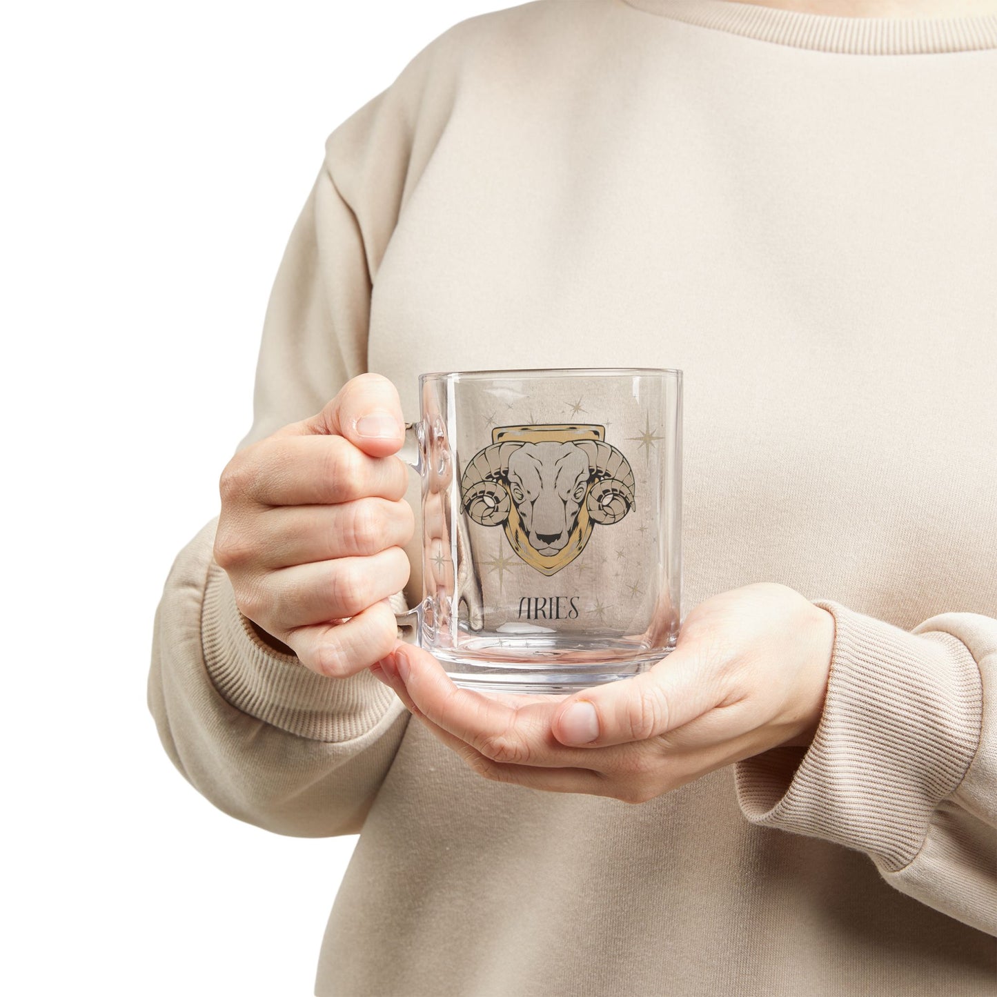 Aries Zodiac Glass Mug - 10oz Coffee Cup