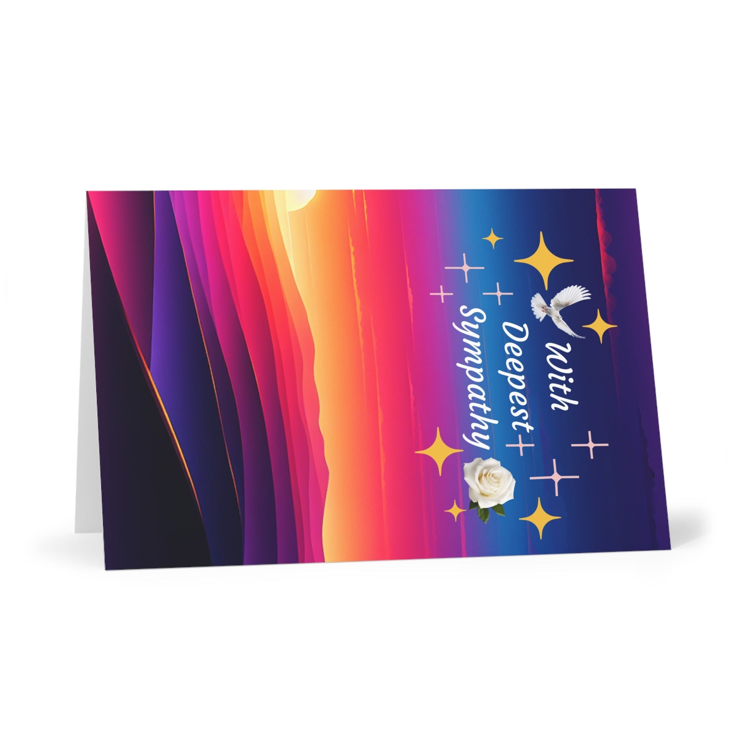 "With Deepest Sympathy" Serene Sympathy Cards (Set of 7) - Thoughtful Sunset Design
