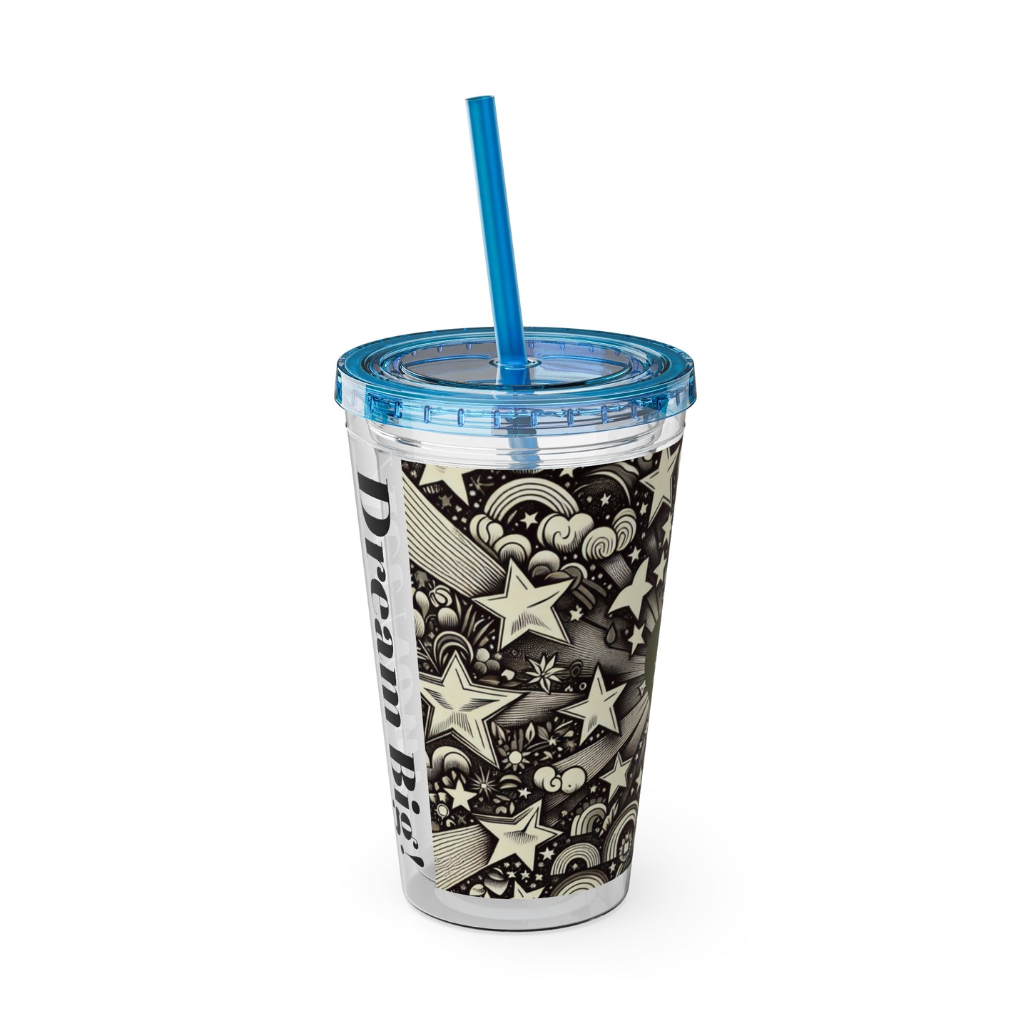 Dream Big! Act Now! 16oz Tumbler with Straw | Star & Heart Design for Dreamers