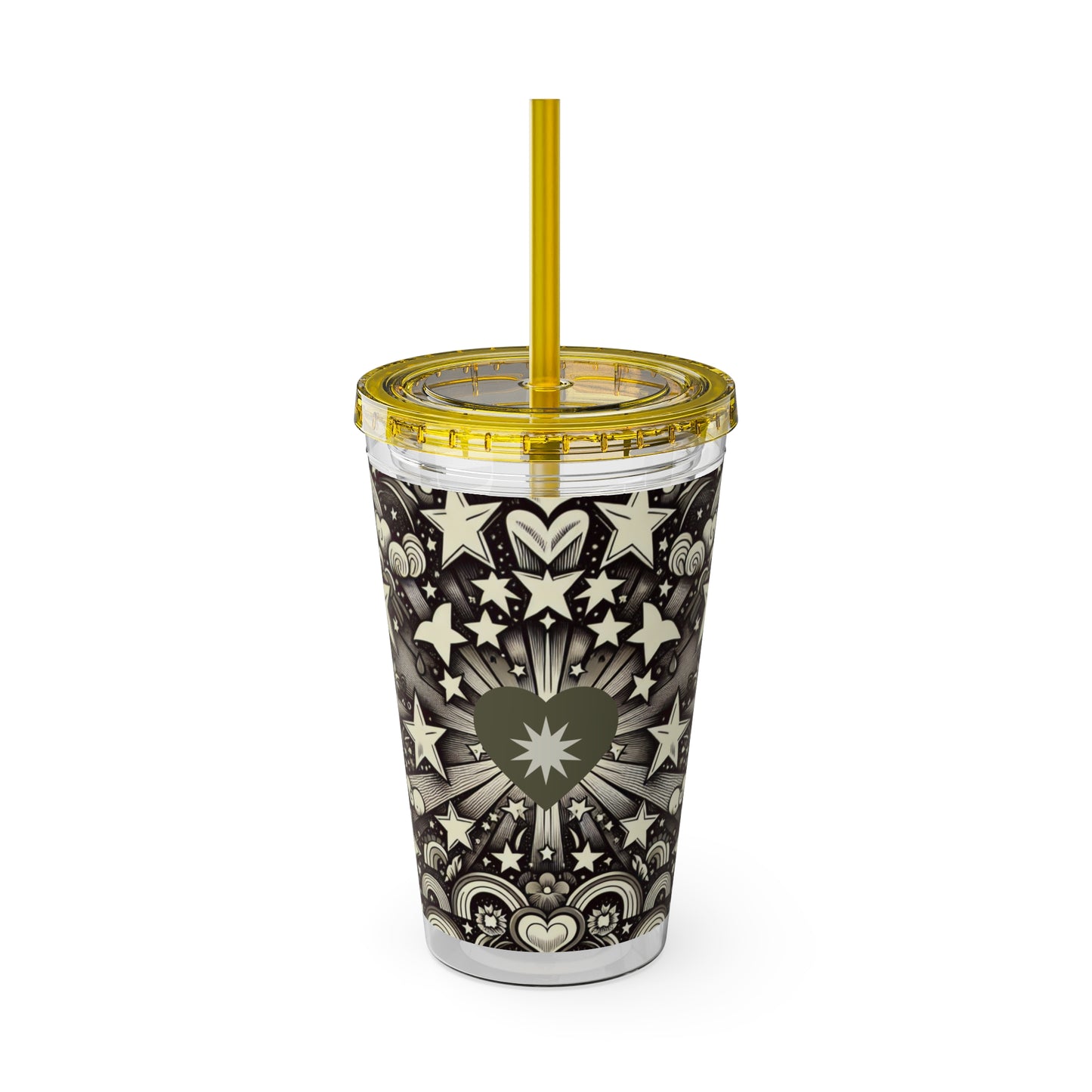 Dream Big! Act Now! 16oz Tumbler with Straw | Star & Heart Design for Dreamers