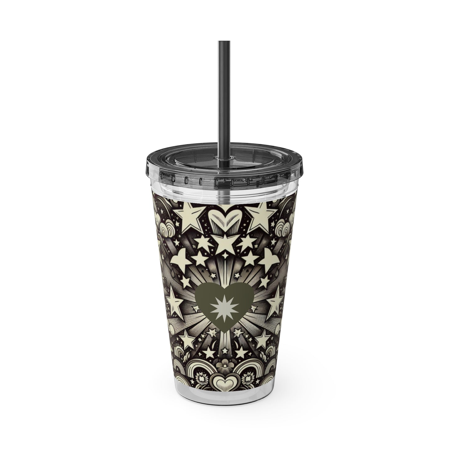 Dream Big! Act Now! 16oz Tumbler with Straw | Star & Heart Design for Dreamers