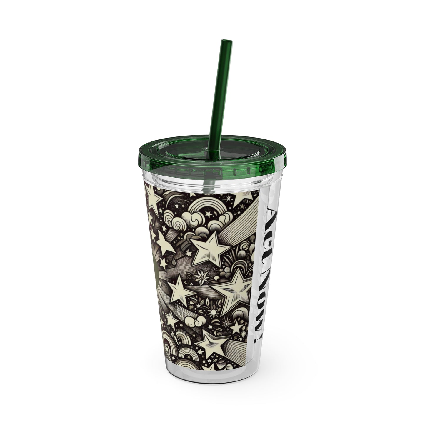 Dream Big! Act Now! 16oz Tumbler with Straw | Star & Heart Design for Dreamers