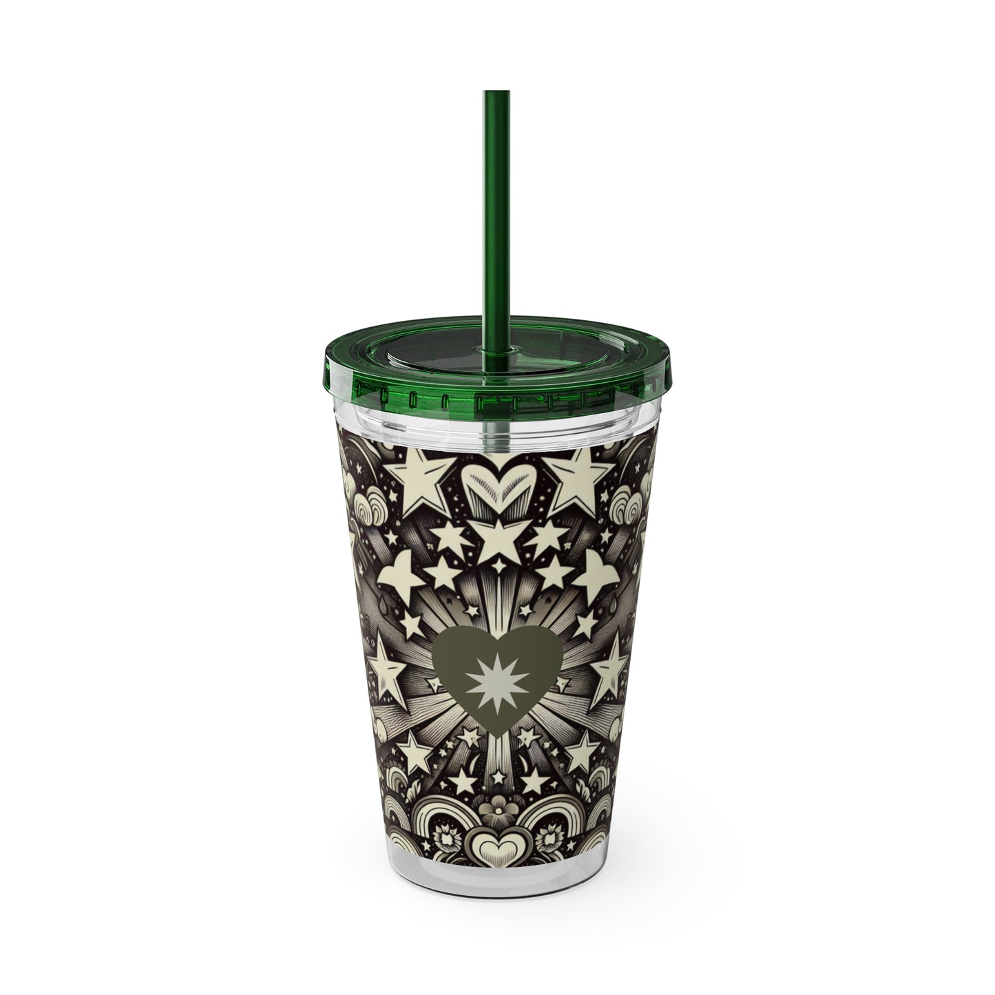 Dream Big! Act Now! 16oz Tumbler with Straw | Star & Heart Design for Dreamers