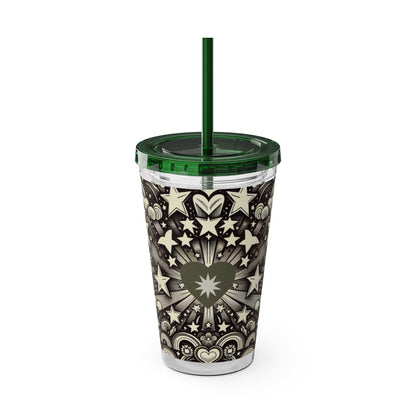 Dream Big! Act Now! 16oz Tumbler with Straw | Star & Heart Design for Dreamers