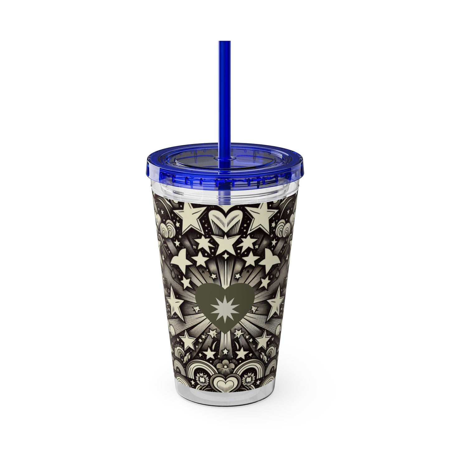 Dream Big! Act Now! 16oz Tumbler with Straw | Star & Heart Design for Dreamers