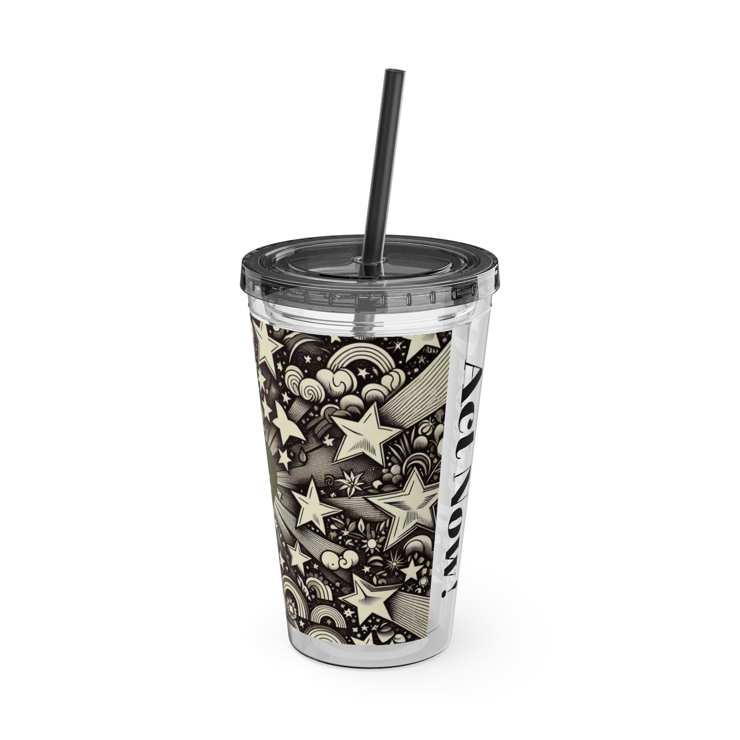 Dream Big! Act Now! 16oz Tumbler with Straw | Star & Heart Design for Dreamers