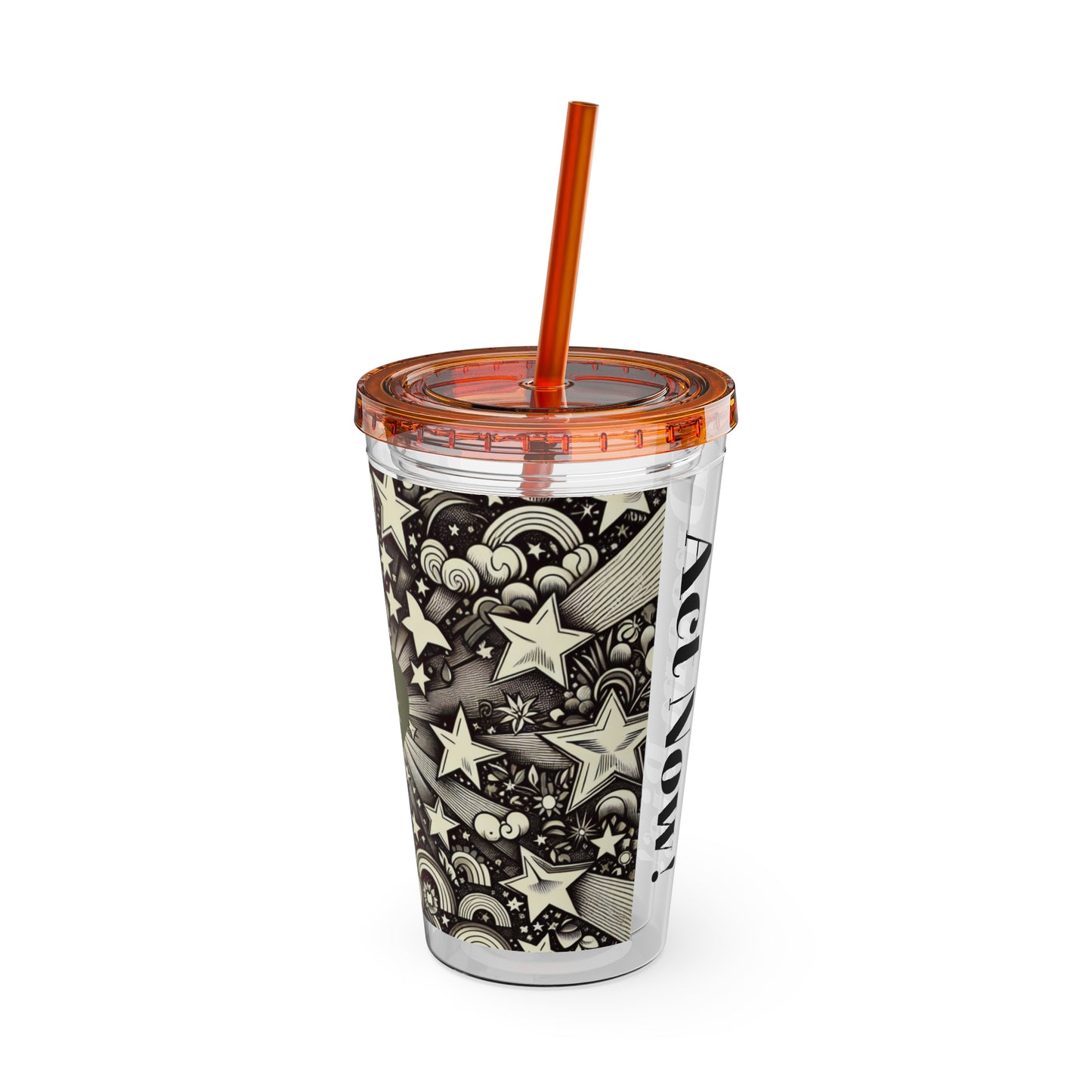 Dream Big! Act Now! 16oz Tumbler with Straw | Star & Heart Design for Dreamers