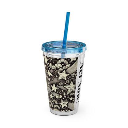 Dream Big! Act Now! 16oz Tumbler with Straw | Star & Heart Design for Dreamers