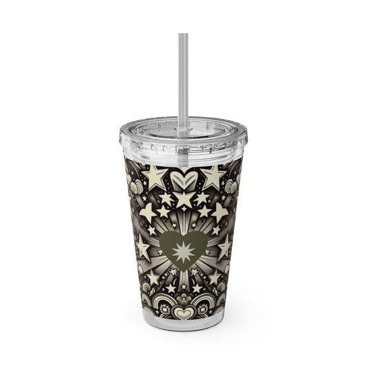 Dream Big! Act Now! 16oz Tumbler with Straw | Star & Heart Design for Dreamers