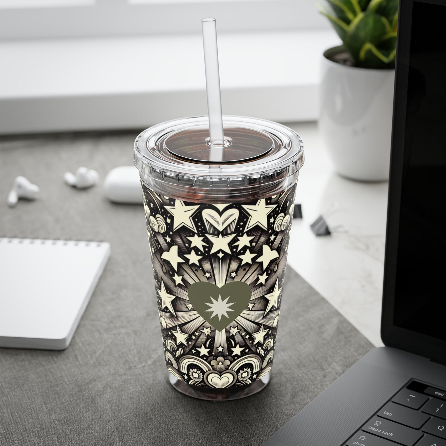 Dream Big! Act Now! 16oz Tumbler with Straw | Star & Heart Design for Dreamers