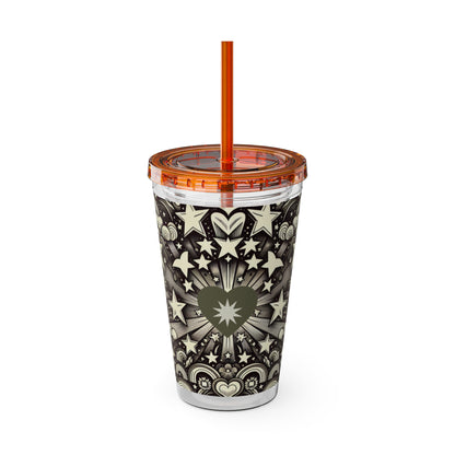 Dream Big! Act Now! 16oz Tumbler with Straw | Star & Heart Design for Dreamers