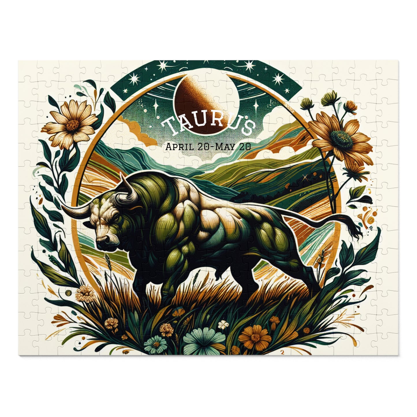 Botanical Taurus Jigsaw Puzzle with Tin - Relaxing Gift for Puzzle Lovers