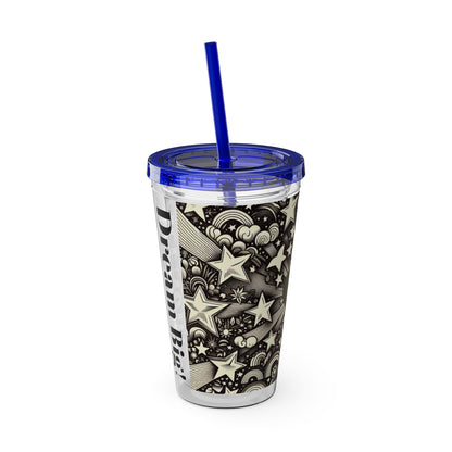 Dream Big! Act Now! 16oz Tumbler with Straw | Star & Heart Design for Dreamers