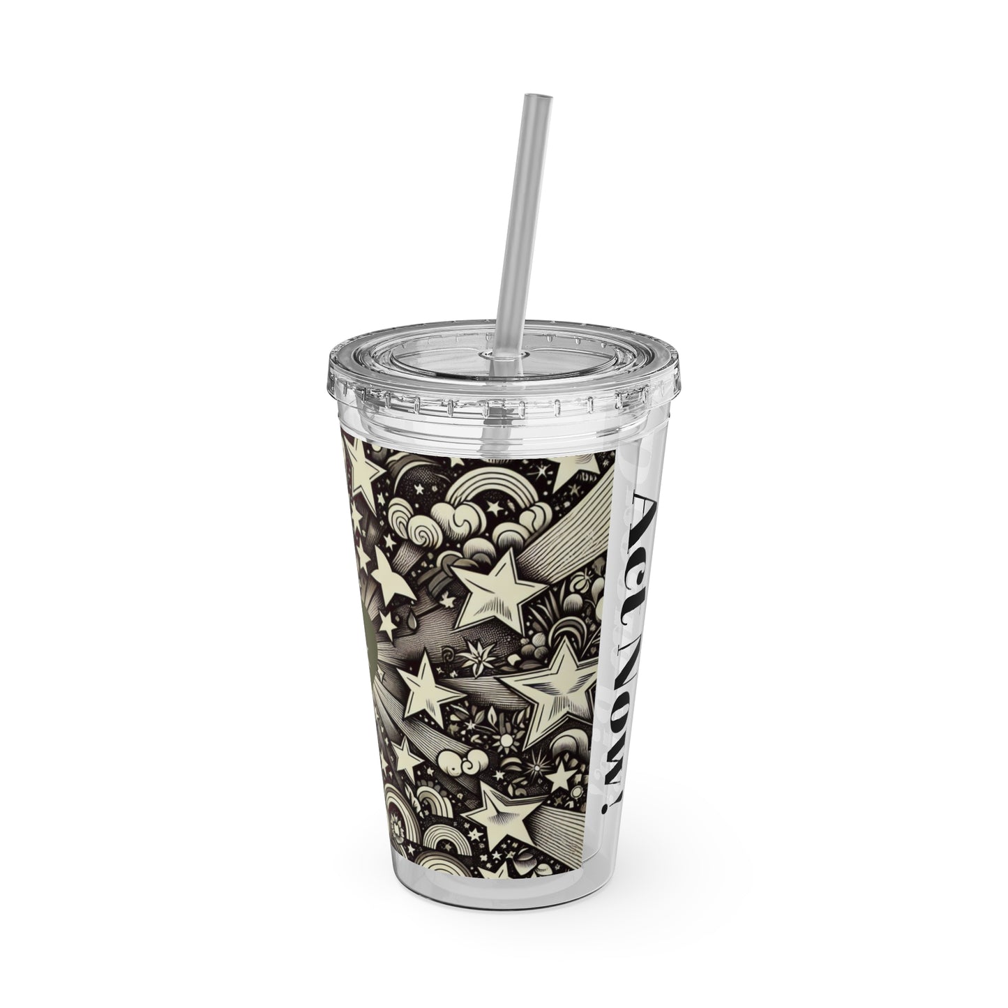 Dream Big! Act Now! 16oz Tumbler with Straw | Star & Heart Design for Dreamers