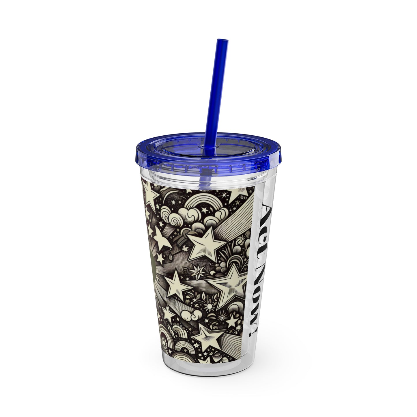 Dream Big! Act Now! 16oz Tumbler with Straw | Star & Heart Design for Dreamers
