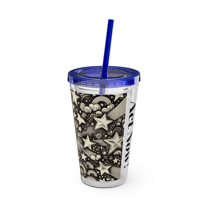Dream Big! Act Now! 16oz Tumbler with Straw | Star & Heart Design for Dreamers