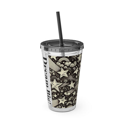 Dream Big! Act Now! 16oz Tumbler with Straw | Star & Heart Design for Dreamers