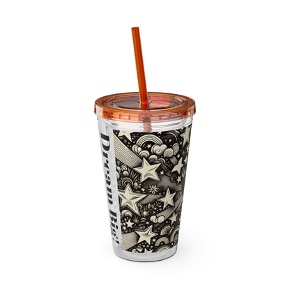 Dream Big! Act Now! 16oz Tumbler with Straw | Star & Heart Design for Dreamers