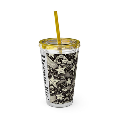 Dream Big! Act Now! 16oz Tumbler with Straw | Star & Heart Design for Dreamers