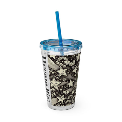 Dream Big! Act Now! 16oz Tumbler with Straw | Star & Heart Design for Dreamers