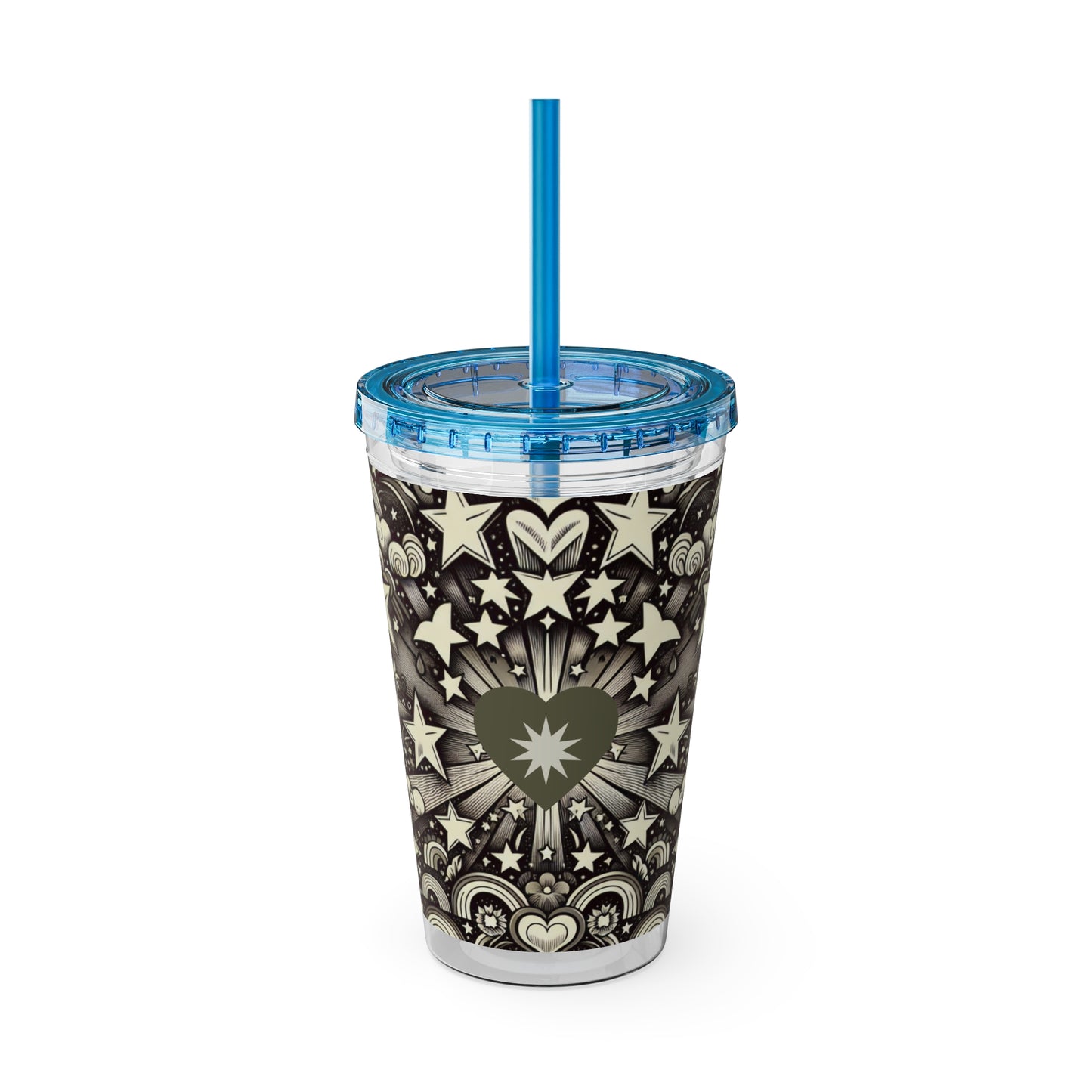 Dream Big! Act Now! 16oz Tumbler with Straw | Star & Heart Design for Dreamers