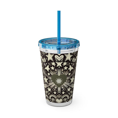 Dream Big! Act Now! 16oz Tumbler with Straw | Star & Heart Design for Dreamers